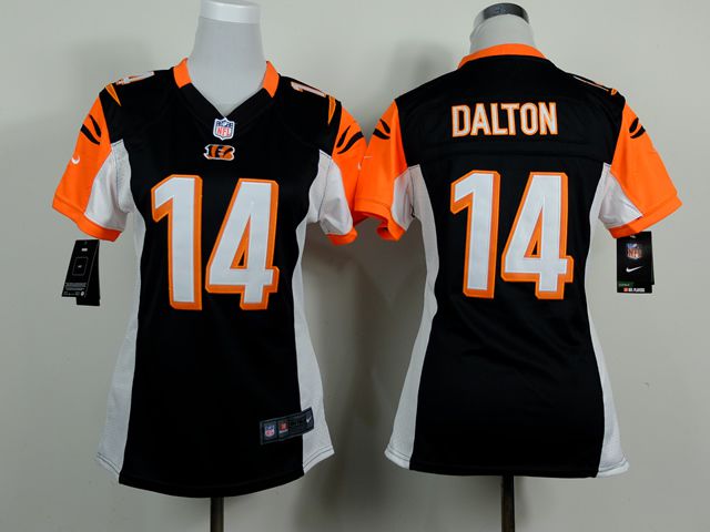 Women Cincinnati Bengals #14 Andy Dalton Black Nike NFL Jerseys->->Women Jersey